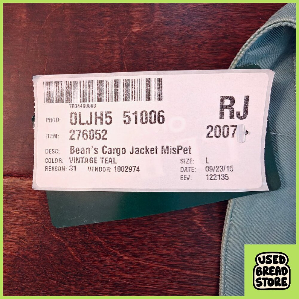 NWT 2015 L.L.Bean Women's Cargo Jacket Drawstring Waist Teal Large Safari - Picture 7 of 7